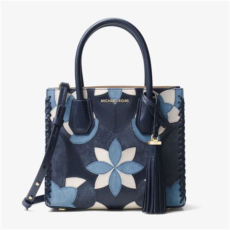 michael kors mercer admiral blau patchwork|michael kors mercer logo.